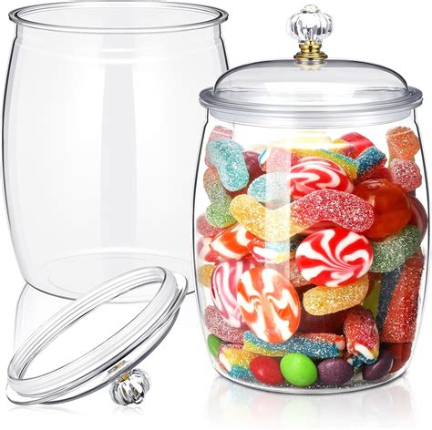 Amazon.com: Nuogo 2 Pcs 90 oz Candy Cookie Jar with Lid 0.7 Gallon ...