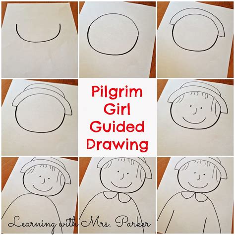 A step by step visual guide of how to draw a Pilgrim boy and girl as ...