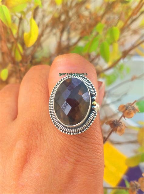 Buy Smoky Quartz Ring, 925 Silver Ring, Natural Quartz Jewelry ...