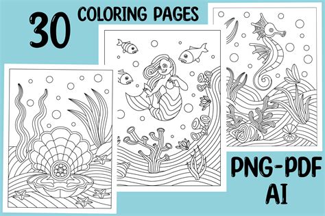 Ocean Coloring Pages,kids Coloring Pages Graphic by Stoart · Creative ...