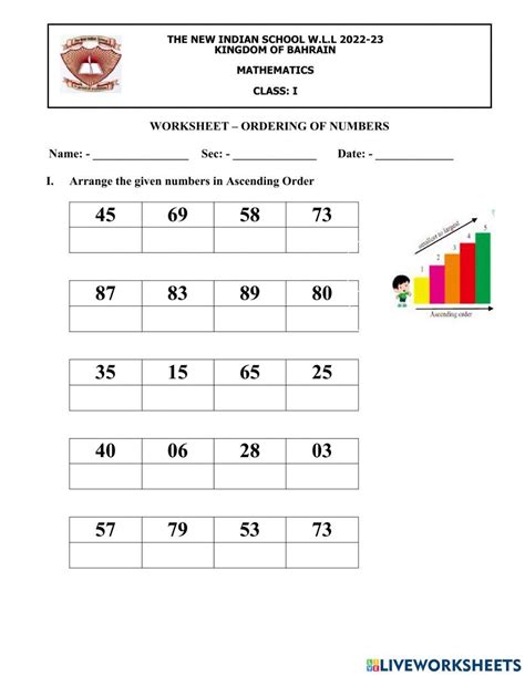 Image result for Ordering Numbers Math Worksheets