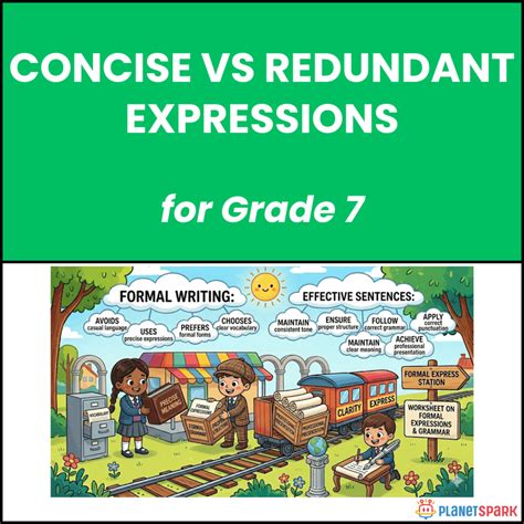 Class 7 Worksheet on Concise and Redundant Expressions | PlanetSpark