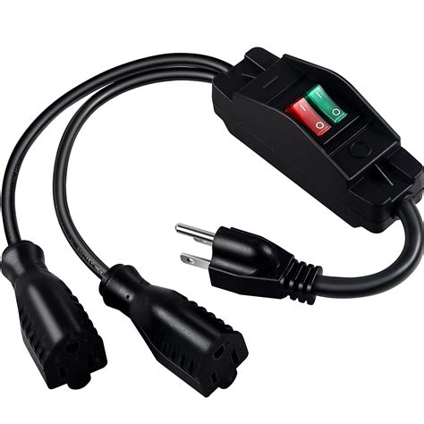 Buy 2 Way Extension Cord with On/Off Switch 3 Prong Outdoor Extension ...