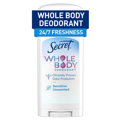 Secret Whole Body Stick Aluminum Free Deodorant for Women Unscented 2 ...