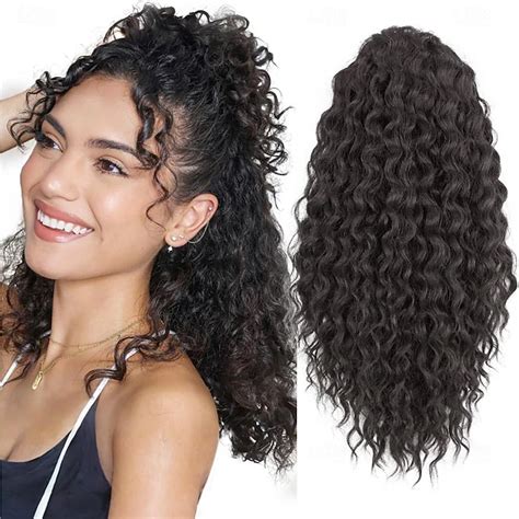 Ponytail Extension Yaki Texture Curly Drawstring Ponytail for Black ...
