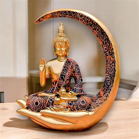 Buy NEELAYA Antique Meditating Moon Buddha Showpiece | Polyresin Statue ...