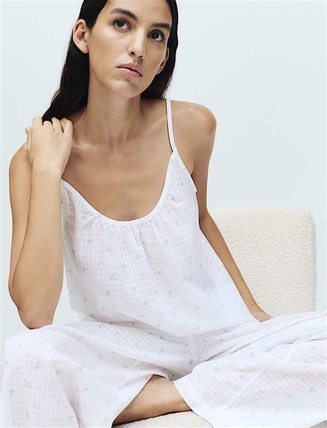 Buy Pure Cotton Dobby Grid Ditsy Print Cami Top at Marks & Spencer