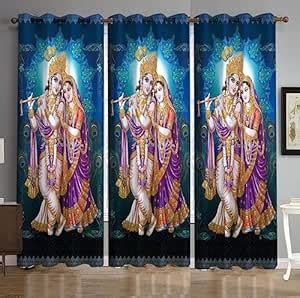 Buy VJK FAB Radha Krishna Parde for Mandir/Pooja Room/Temple Home, 4x9 ...