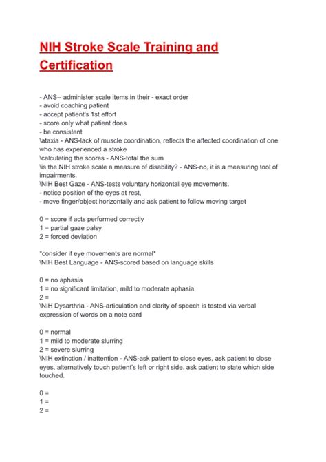 NIH Stroke Scale Training and Certification Exam 2025/2026 Questions ...