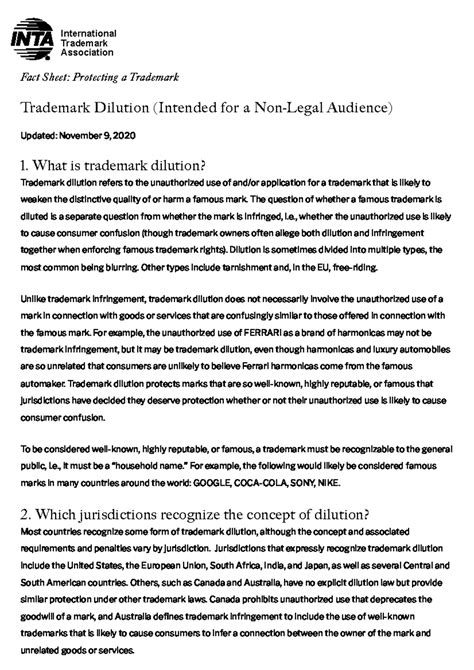 Trademark Dilution Explained: A Guide for Non-Legal Audiences - Studocu