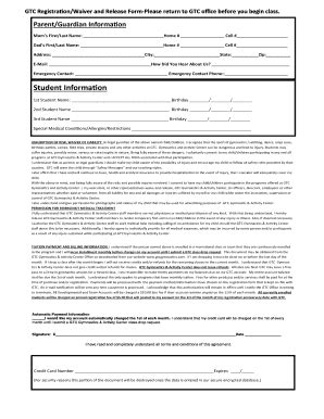 Fillable Online GTC Registration/Waiver and Release FormPlease return ...