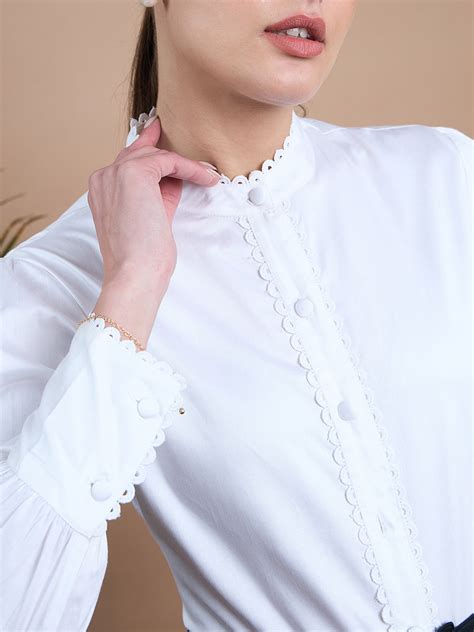 Noi Women White With Full Sleeves Formal Shirt – StyleQuotient