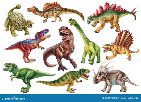 Realistic Dinosaur Isolated on White Background. Hand Painted ...