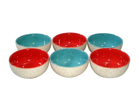 Buy Buyer's Beach Blue n Red Bowls Set of 6 Online at Low Prices in ...