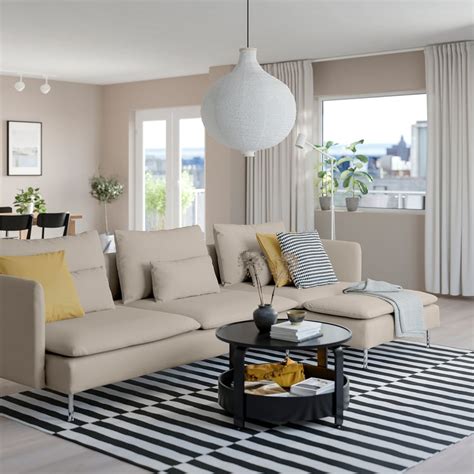 SÖDERHAMN 4-seat sofa with chaise longue, Fridtuna light beige - IKEA