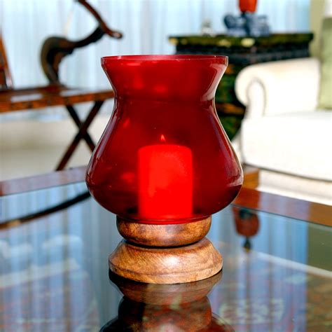HOSLEY Pillar Candle Holder With Pillar Candle - Red, Pack of 1 ...