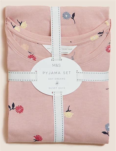 Buy Cotton Rich Floral Print Pyjama Set at Marks & Spencer