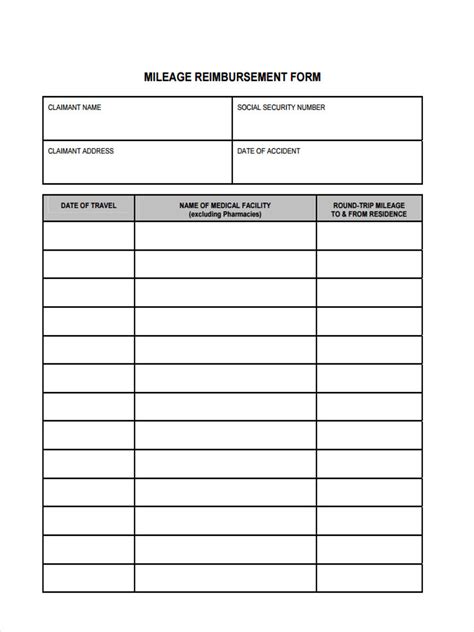 printable mileage reimbursement form pdf