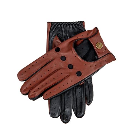 Black leather mens driving gloves top