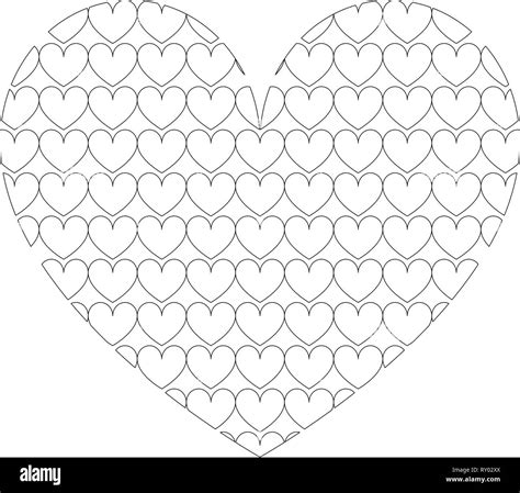 Heart with hearts inside Heart pattern in heart icon black color outline vector illustration ...
