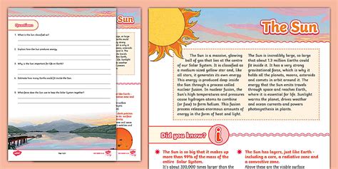 Grade 8 NS - Term 4 - The Sun - Reading Comprehension CAPS