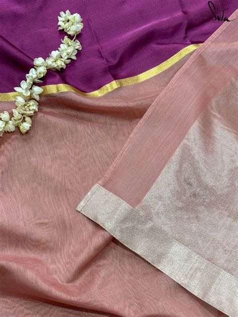 Cotton Silk Peach And Purple Saree|Rejuvenating Rukmini|Suta