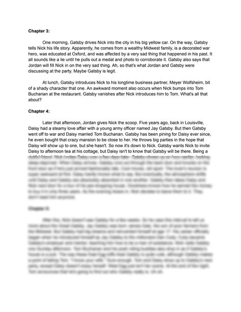SOLUTION: Great gatsby summary - Studypool