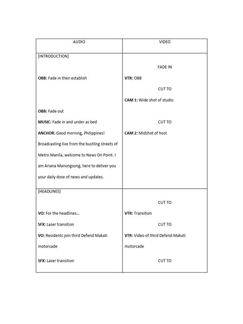 Image result for TV Broadcasting Script
