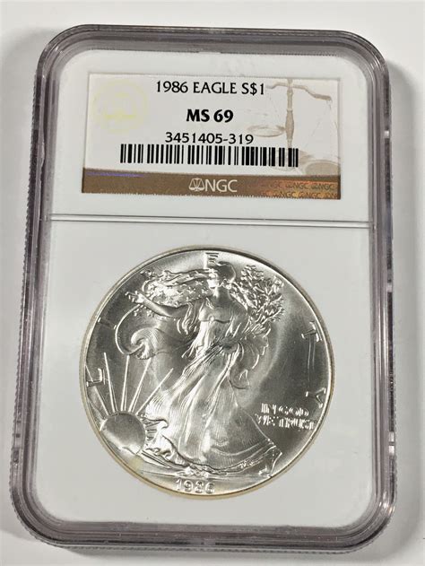 1986 American Silver Eagle*Graded MS69 by BGC*1oz .999 Fine Silver ...