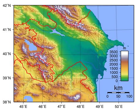Physical map of Azerbaijan. Azerbaijan physical map | Vidiani.com | Maps of all countries in one ...