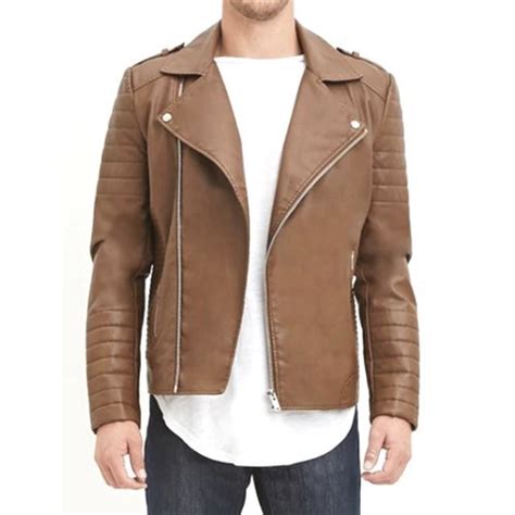 Buy pengrajin kulit bantul desain jaket kulit asli cokelat light brown ...