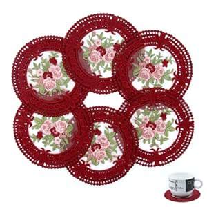 4.5'' 8pk Crocheted Flower Cloth doilies, Claret Vintage Inspired ...