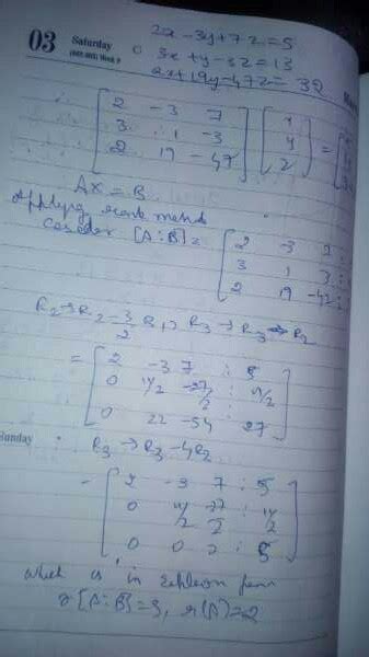Test the consistency 2x-3y+7z=5,3x+y-3z=13,2x+19y-47z=32 - Brainly.in