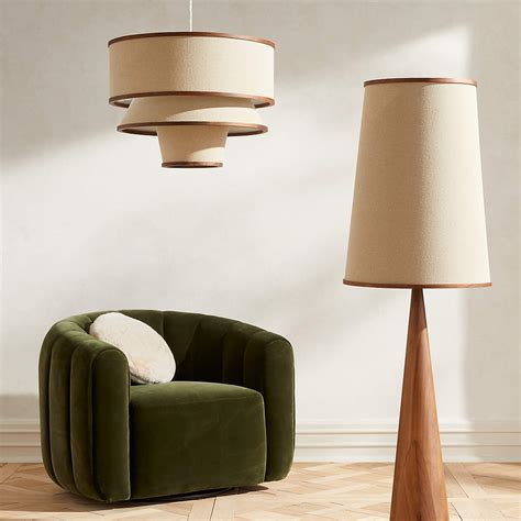Bruna Walnut Wood and Linen Modern Floor Lamp + Reviews | CB2 Canada