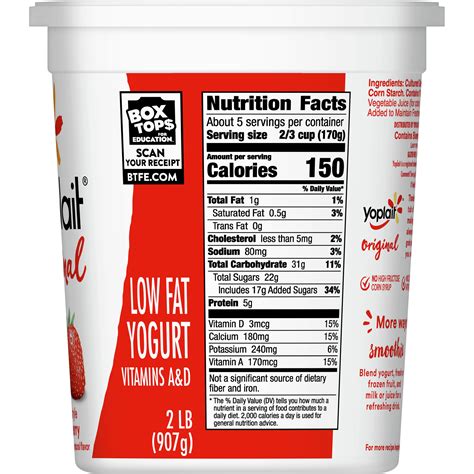 Yoplait Light Strawberry Yogurt Nutrition Facts | Shelly Lighting