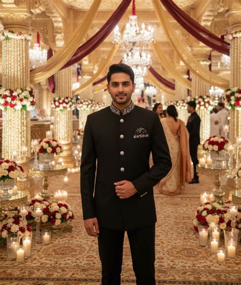 Luxury Hand Embroidered Bandhgala Suit for Wedding – House of Martin