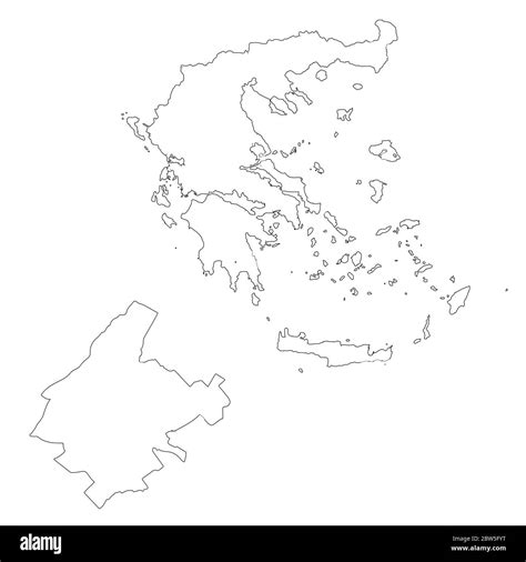 Vector map Greece and Athens. Country and capital. Isolated vector Illustration. Outline. EPS 10 ...