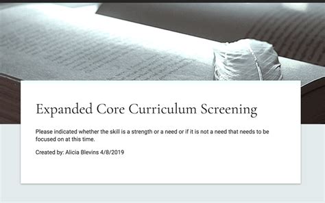 Expanded Core Curriculum Screening Tool – Paths to Literacy