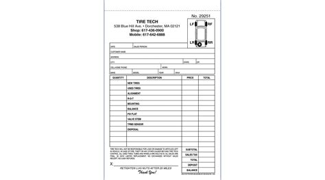 Auto Tire Repair Invoice/Receipt