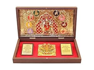 GoldGiftIdeas 24K Gold Plated Ambe Maa Photo Frame with Charan Paduka ...