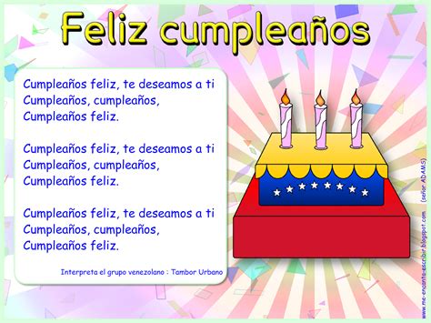 Me encanta escribir en español: Canción: ¡Feliz Cumpleaños!