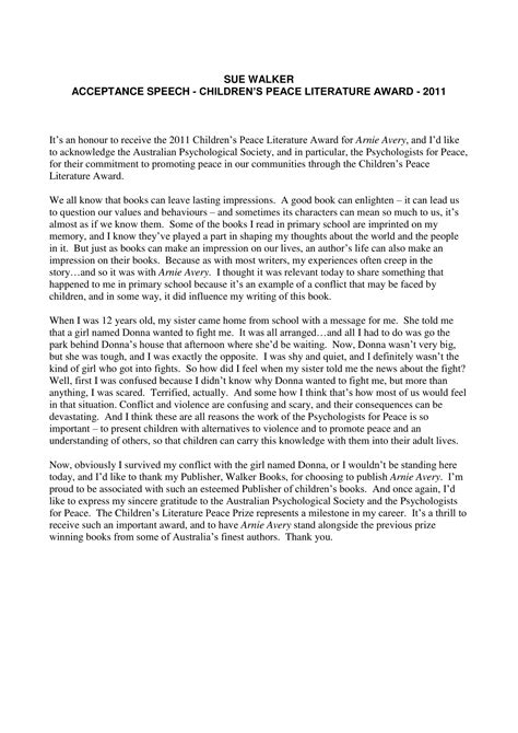 Award Acceptance Speech - 9+ Examples, Format, Sample