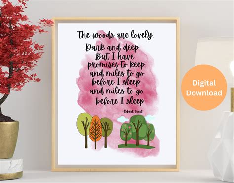 Robert Frost -the Woods Are Lovely Dark and Deep-printable /instant ...