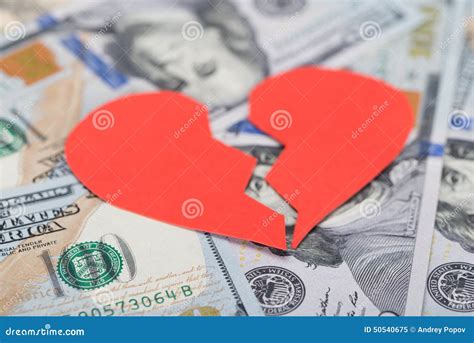 Broken Heart on Dollar Bills Stock Image - Image of banking, broken ...