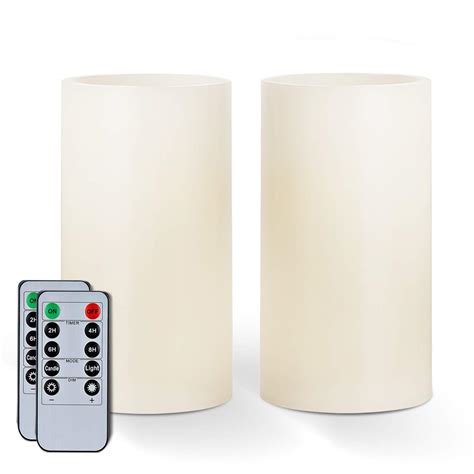 Amagic 6" x 3" Wax Flameless Candles, Battery Operated Flickering LED ...
