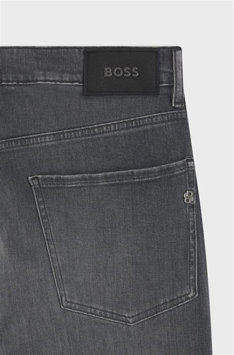 BOSS - Maine Regular-fit jeans in grey stretch denim - Grey