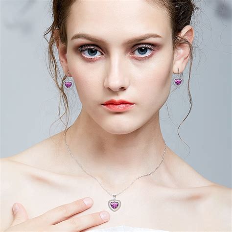 Purple Heart Swarovski Crystal Silver Earrings – Mystic Flavia