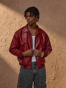 Forever 21 Men's Autumn And Winter Drop Shoulder Long Sleeve Zip Up Red ...