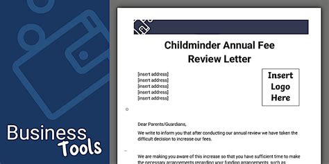 Childminder Annual Fee Review Editable Letter Template