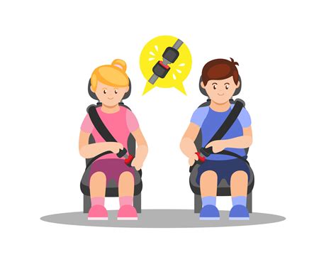 People sit wearing car seat belt instruction symbol illustration vector ...